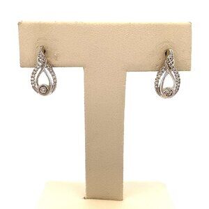 Designer Sterling Silver, Micro Pave Diamond Pierced Twist Earrings! 33